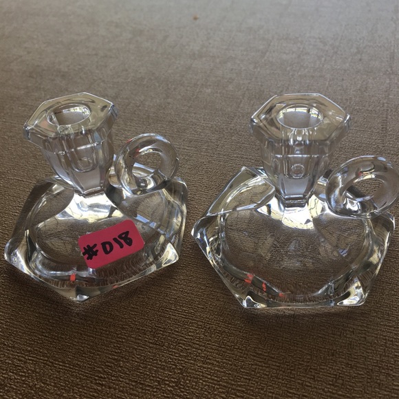 Antique Heisey Jack-Be-Nimble Pair Clear Glass Toy Candlesticks #31 Patrician - Picture 5 of 5